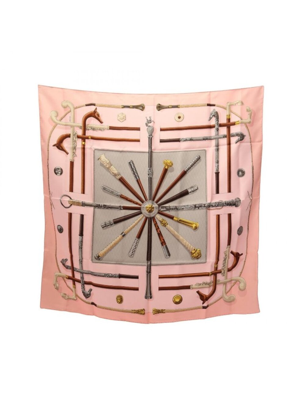 Hermes Scarf Carre 90 Cannes & Pommeaux Silk
